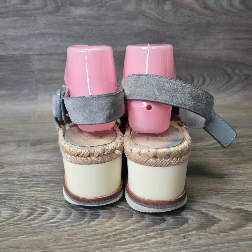 Marc Fisher Sandals Womens 9.5M Blue Leather Espadrille‎ Platform Glenna Wedge